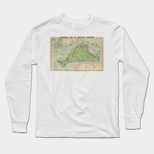 Vintage Map of Martha's Vineyard (1913) Long Sleeve T-Shirt by Bravuramedia